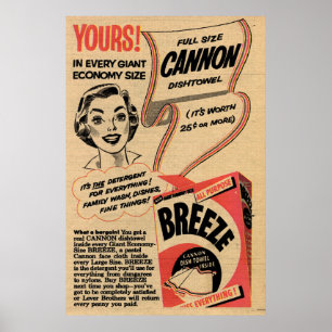 1955 Vintage Washing Powder Advert Stretched Canva Poster