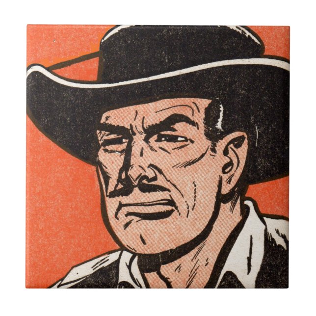 1955 Western bad guy from Billy the Kid comics Ceramic Tile (Front)