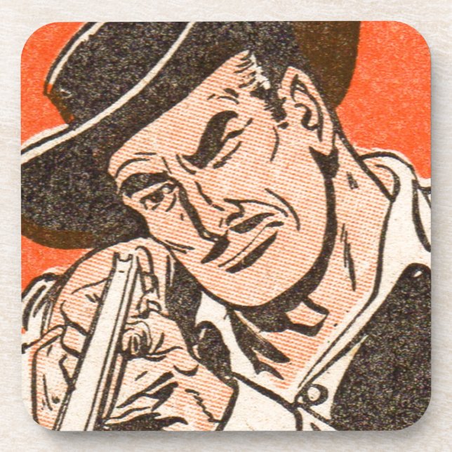 1955 Western bad guy in black hat with rifle Coaster (Front)
