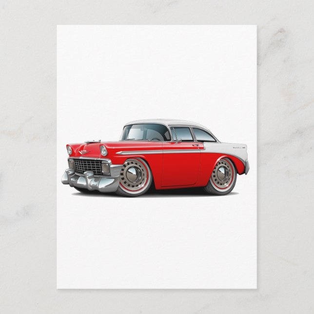 1956 Chevy Belair Red-White Car Postcard (Front)