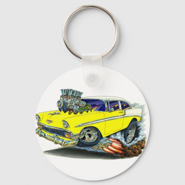1956 Chevy Belair Yellow Car Key Ring (Front)