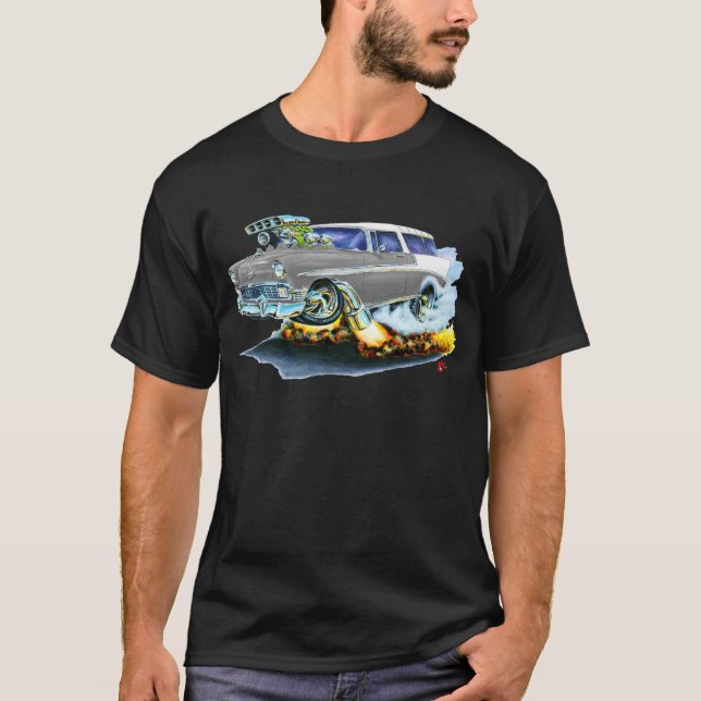 1956 Chevy Nomad Grey Car T-Shirt (Front)
