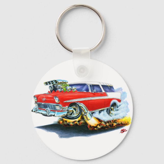 1956 Chevy Nomad Red Car Key Ring (Front)