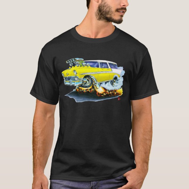 1956 Chevy Nomad Yellow Car T-Shirt (Front)