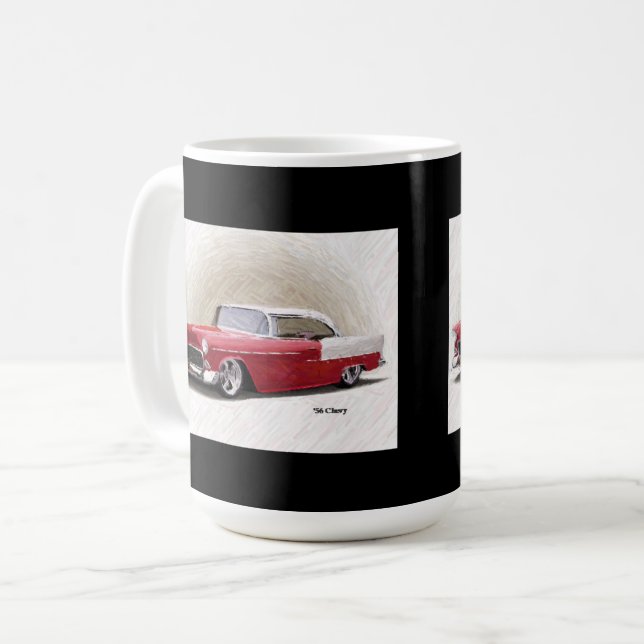 1956 Chevy Red White Digital Art Mug (Front Left)