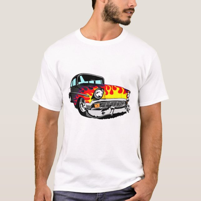 1956 Flamed Bel Air in Black T-Shirt (Front)