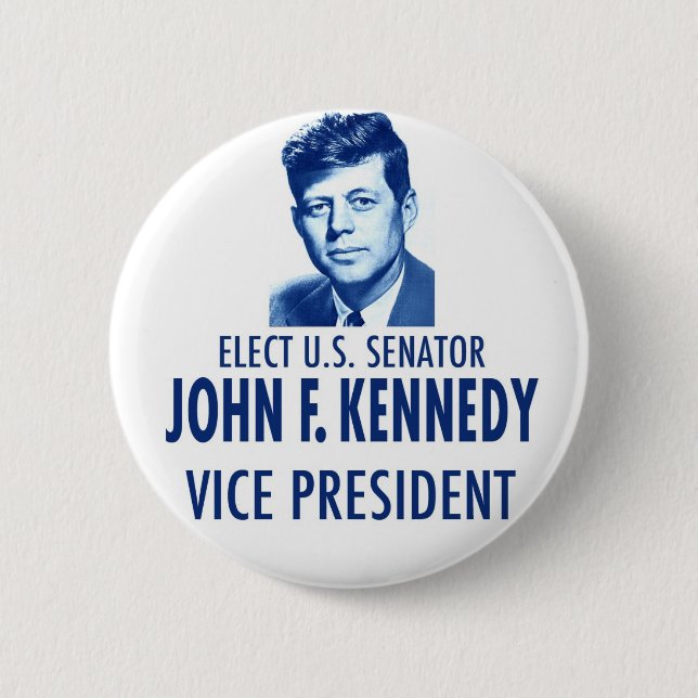 1956 JFK John F Kennedy Senator VP Campaign Button (Front)