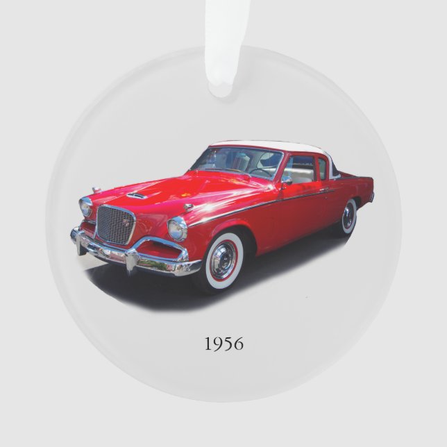 1956 red classic car acrylic ornament (Front)