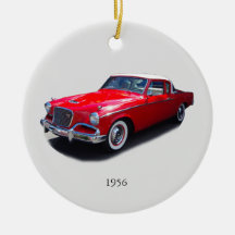 1956 red classic car ornament