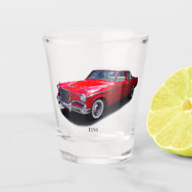 1956 red classic car shot glass