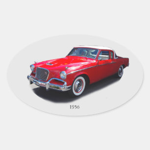 1956 red classic car sticker