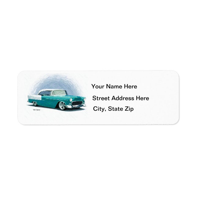 1956 Teal Chevy Coupe Address Labels (Front)