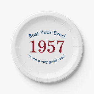 1957 Best Year Ever 60th Birthday Party Celebrate Paper Plate