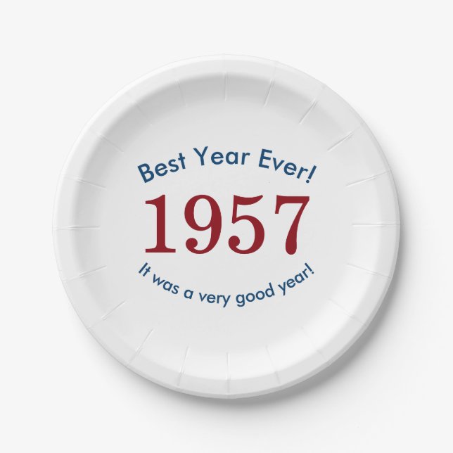 1957  Best Year Ever 60th Birthday Party Celebrate Paper Plate (Front)