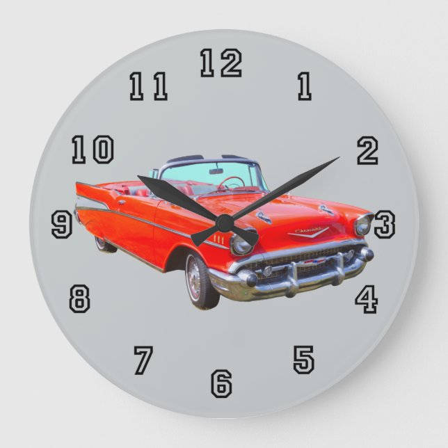 1957 Chevrolet Bel Air Convertible Antique Car Large Clock (Front)