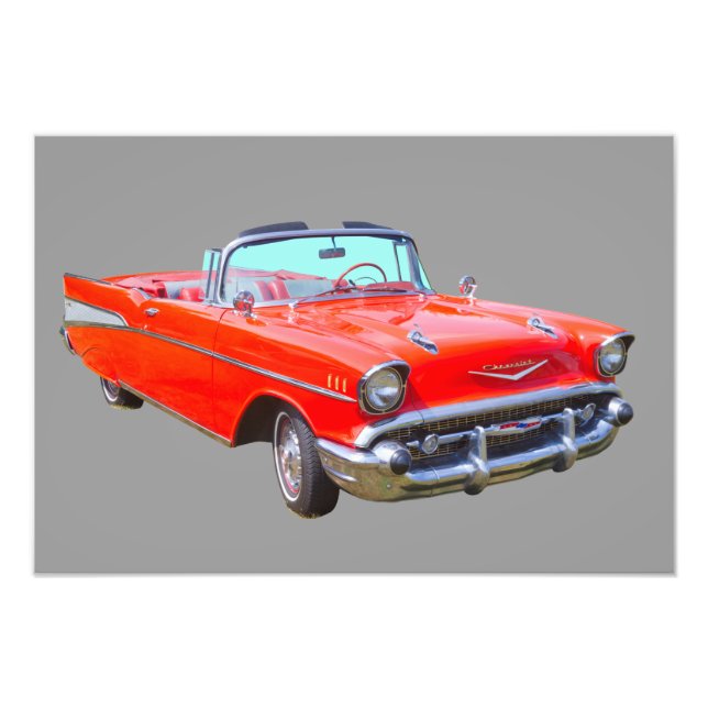 1957 Chevrolet Bel Air Convertible Antique Car Photo Print (Front)