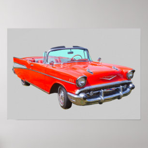 1957 Chevrolet Bel Air Convertible Antique Car Poster