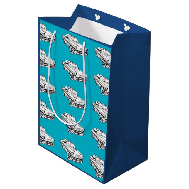 1957 Chevy Bel Air Classic Car Illustration Medium Gift Bag (Back Angled)