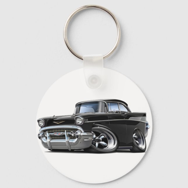 1957 Chevy Belair Black Hot Rod Key Ring (Front)
