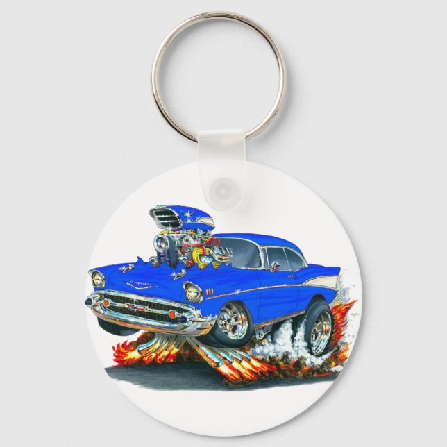 1957 Chevy Belair Blue Car Key Ring (Front)