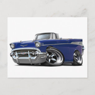 1957 Chevy Belair Dark Blue Convertible Hot Rod Postcard