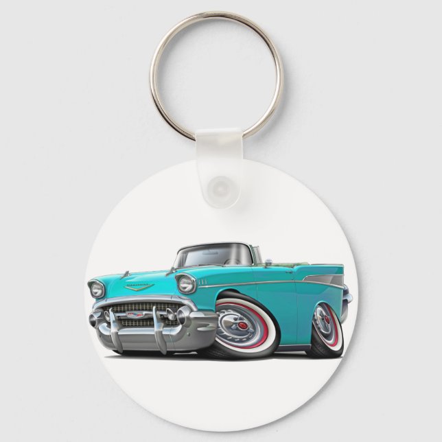 1957 Chevy Belair Turquoise Convertible Key Ring (Front)