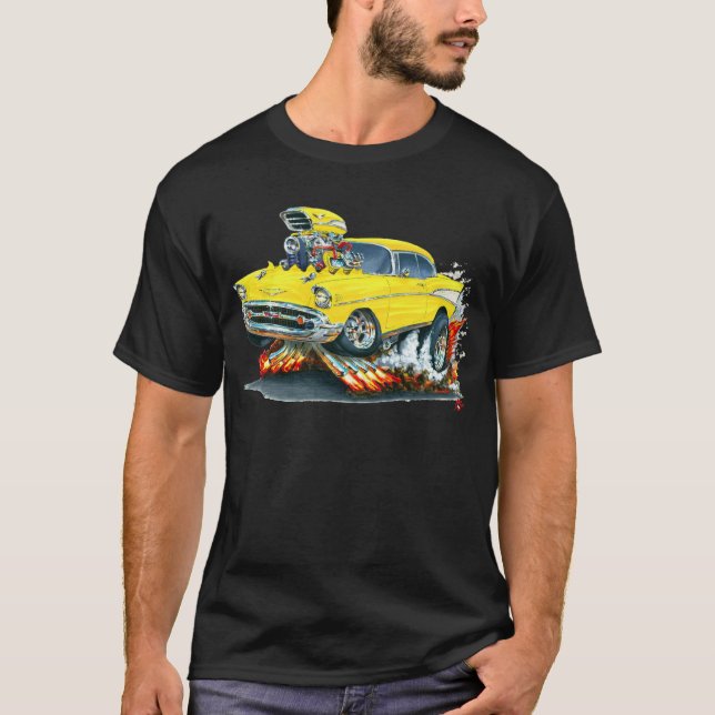 1957 Chevy Belair Yellow Car T-Shirt (Front)