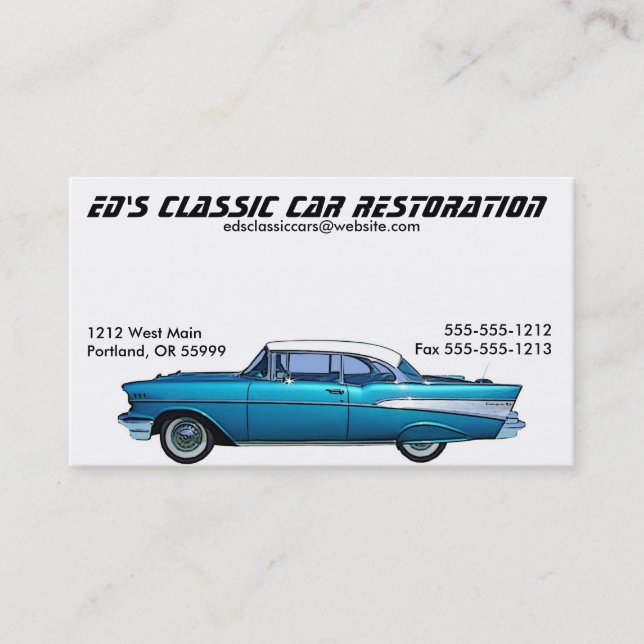 1957 Chevy Chevrolet Bel Air Classic car auto Business Card (Front)
