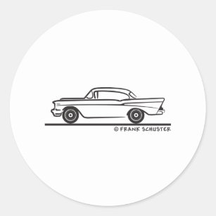 1957 Chevy Hardtop Coupe Classic Round Sticker