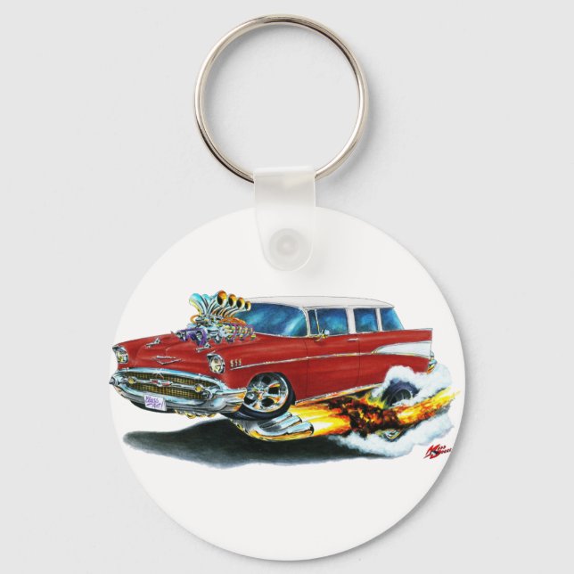 1957 Chevy Nomad Maroon Car Key Ring (Front)