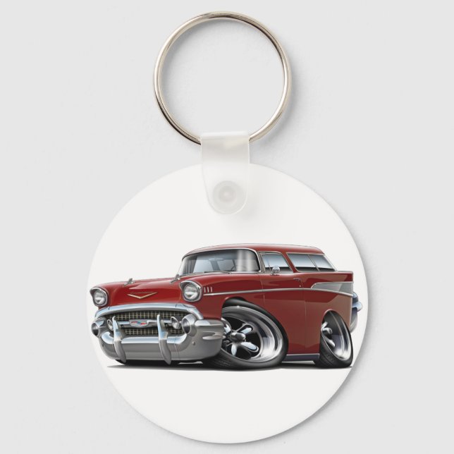 1957 Chevy Nomad Maroon Hot Rod Key Ring (Front)