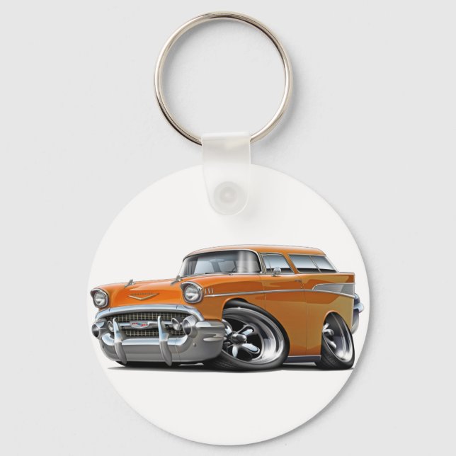 1957 Chevy Nomad Orange Hot Rod Key Ring (Front)
