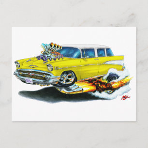 1957 Chevy Nomad Yellow Car Postcard