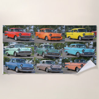 1957 Chevy Rainbow Coloured Beach Towel