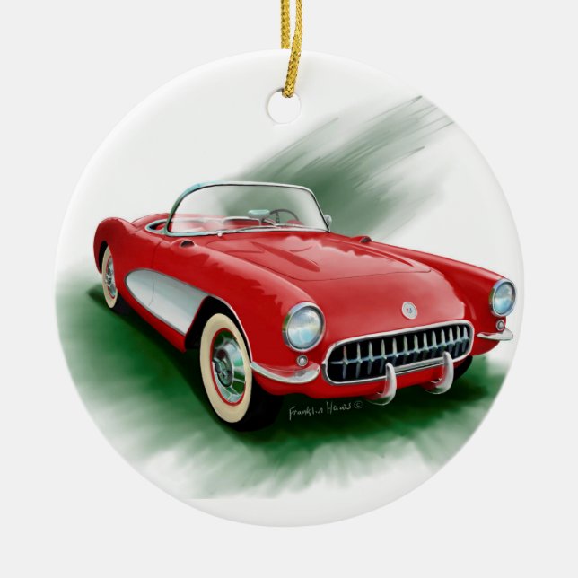1957 Corvette Ceramic Ornament (Front)