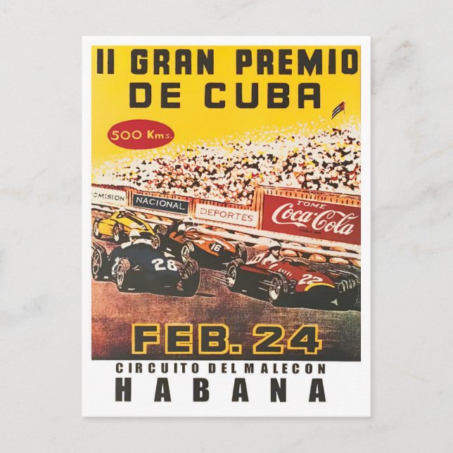 1957 Cuba Grand Prix vintage car racing Postcard (Front)
