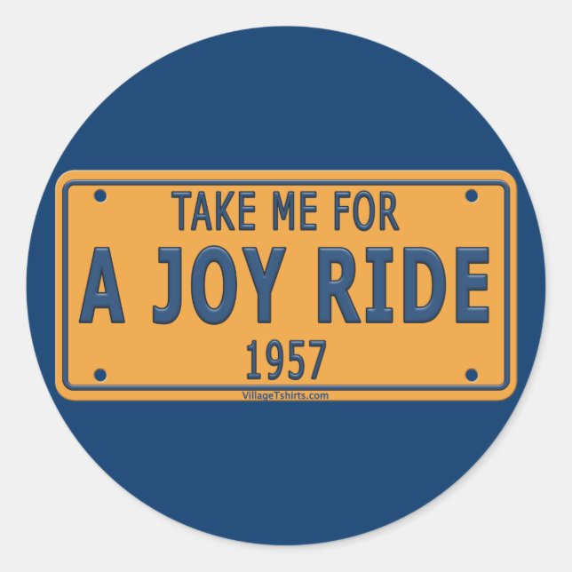 1957 Joy Ride Car Classic Round Sticker (Front)
