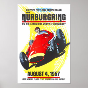 1957 Nurburgring Grand Prix vintage racing Poster