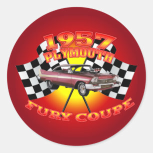 1957 Plymouth Fury Coupe Stickers. Classic Round Sticker