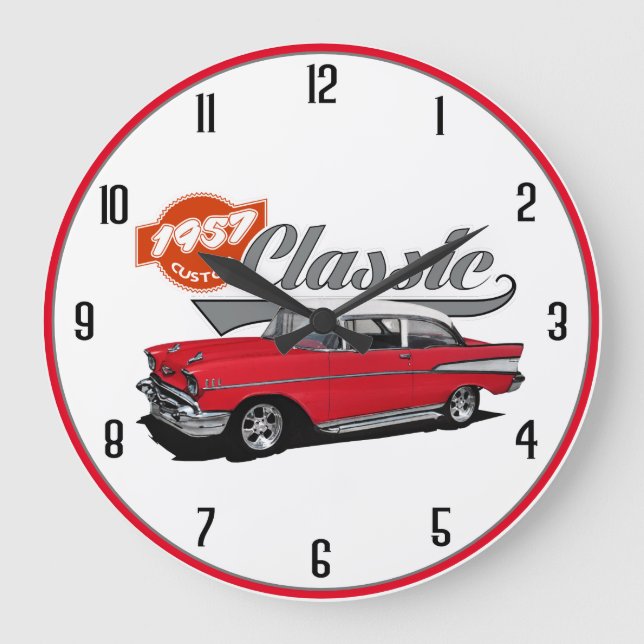 1957 Red Classic Large Clock (Front)