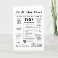 1957 The Year You Were Born Birthday Card