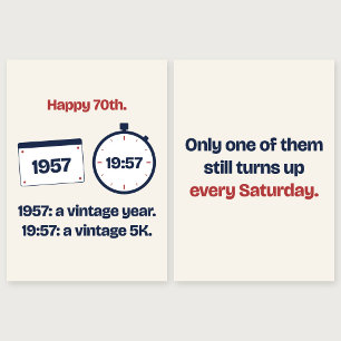 1957 Vintage 5K Funny 70th Birthday Runner Card
