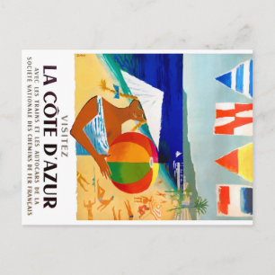 1957 Visitez La Cote D’Azur French Travel Poster Postcard