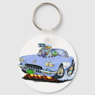 1958-60 Corvette Light Blue Car Key Ring