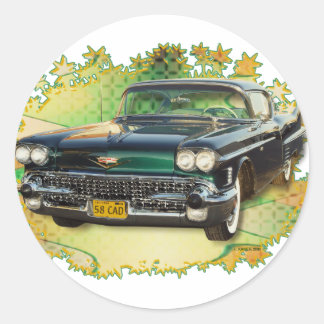 1958 CADILLAC #2 CLASSIC ROUND STICKER
