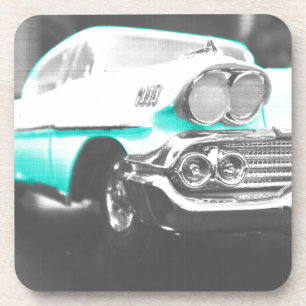 1958 chevy impala bright blue classic car coaster