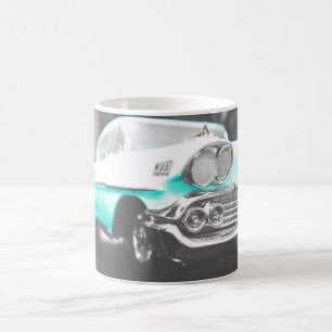 1958 chevy impala bright blue classic car coffee mug