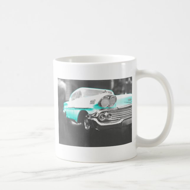 1958 chevy impala bright blue classic car coffee mug (Right)