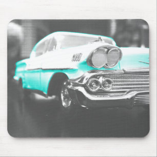 1958 chevy impala bright blue classic car mouse pad