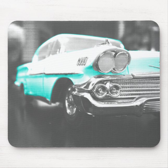 1958 chevy impala bright blue classic car mouse pad (Front)